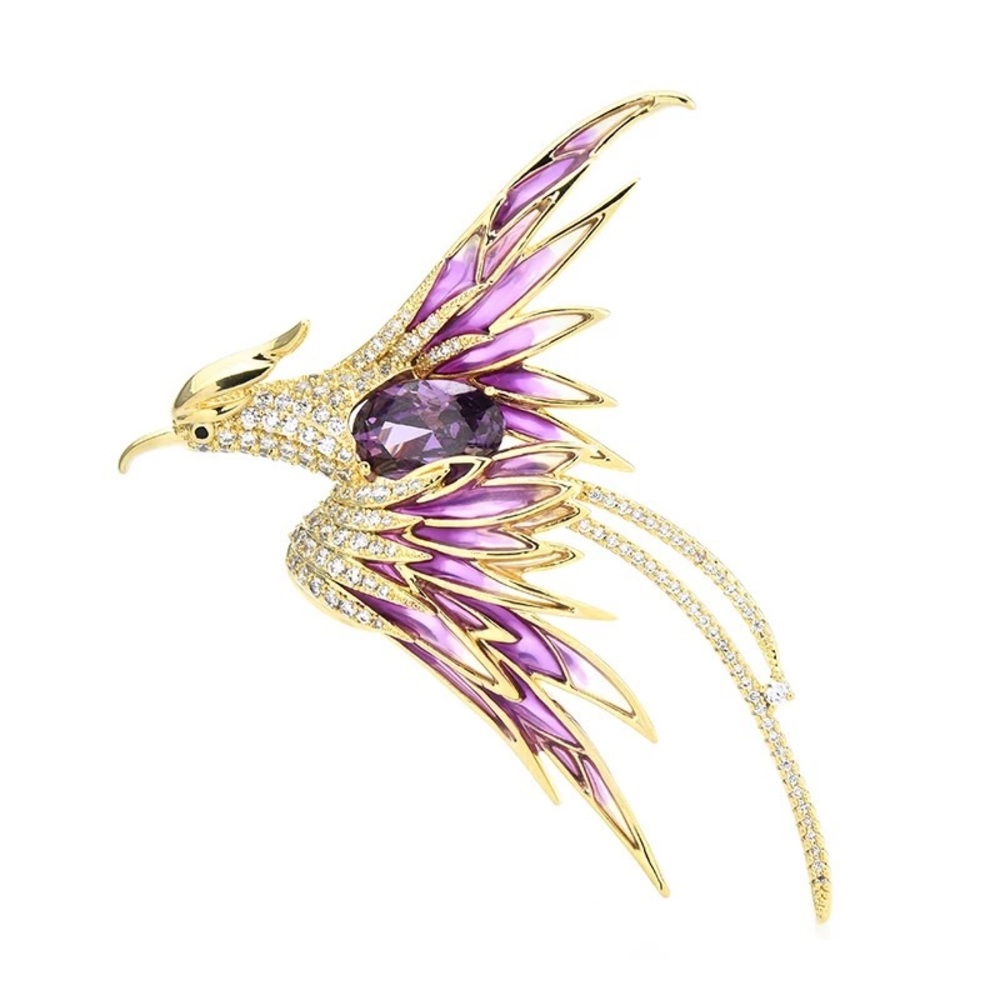 PURPLE FLYING PHOENIX BROOCH / PIN